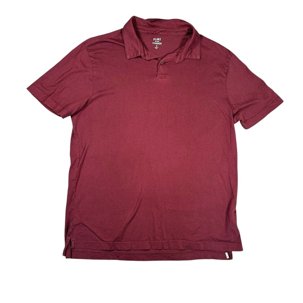 Flint and Tinder Polo Mens M Red Shirt Supima Cotton Made in USA Short Sleeve